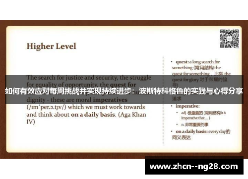 如何有效应对每周挑战并实现持续进步：波斯特科格鲁的实践与心得分享